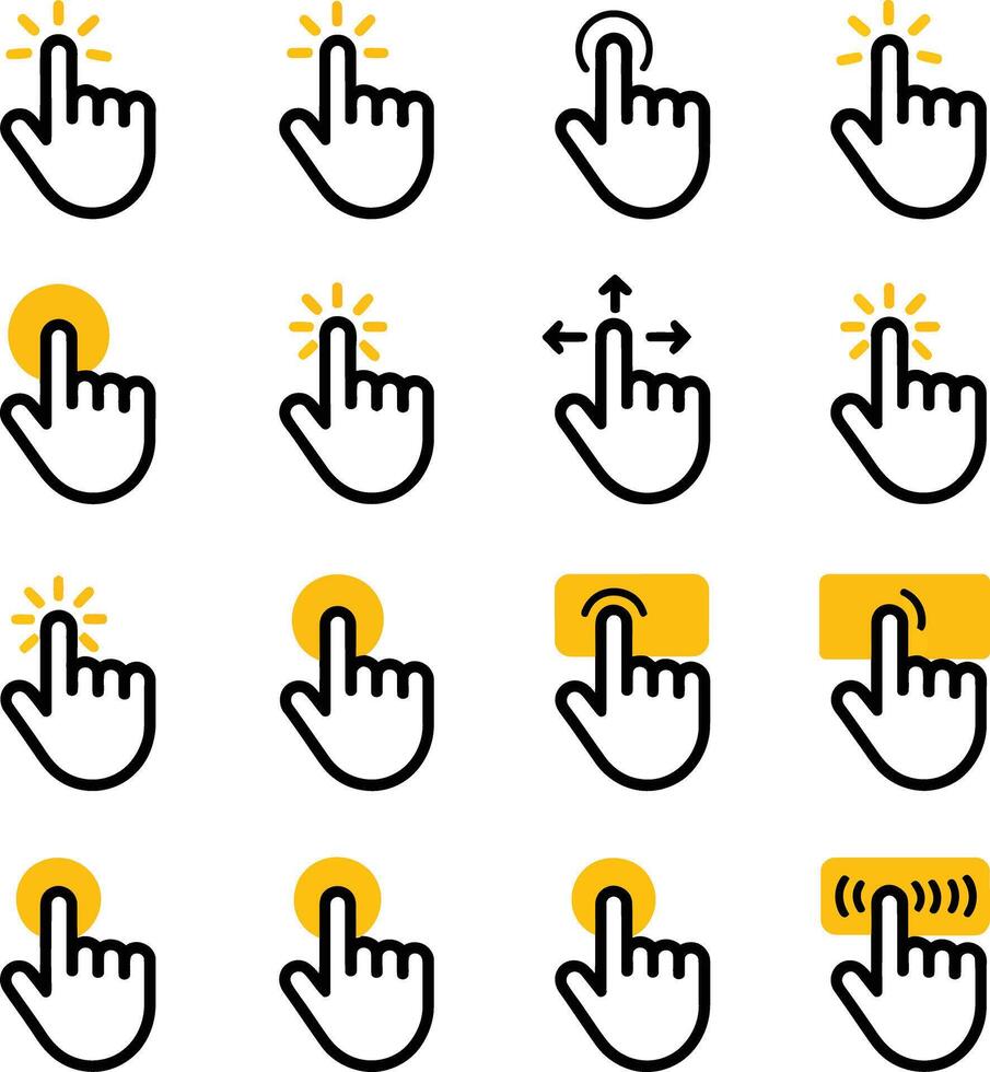 Hand cursor icons set isolated on white background for user interface design vector