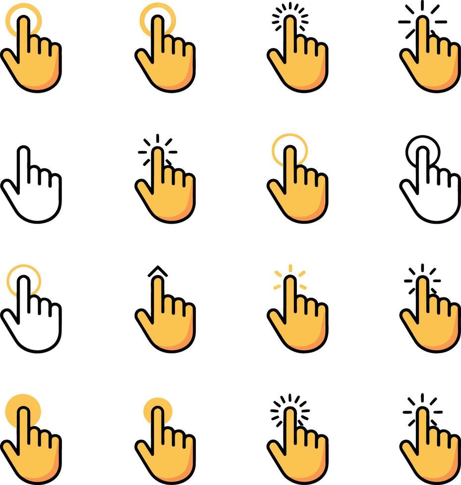 Set of hand cursor icons isolated on white background for user interface design vector
