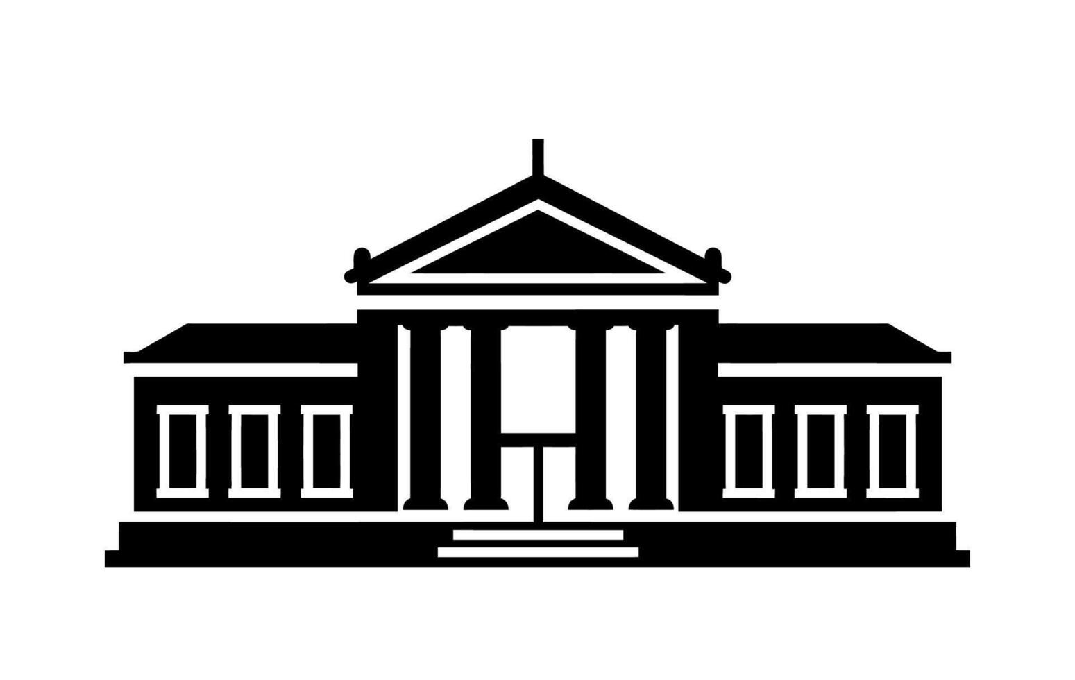Architectural Silhouette Classic Building with Columns and Pediment Design. vector
