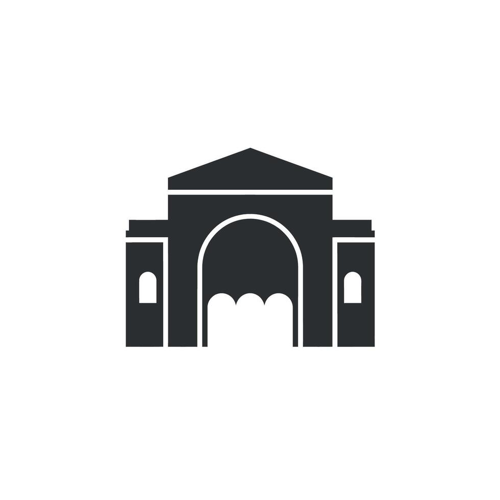 Elegant Building Icon Featuring Grand Archway and Symmetrical Design. vector
