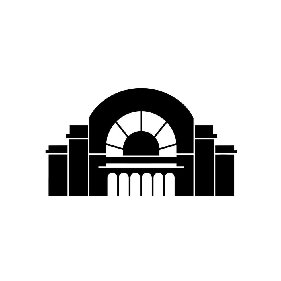 Monochrome silhouette of a majestic building with columns. vector