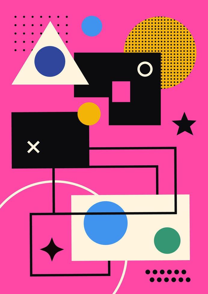 Poster Abstract painting with geometric shapes. Minimalistic graphics. vector