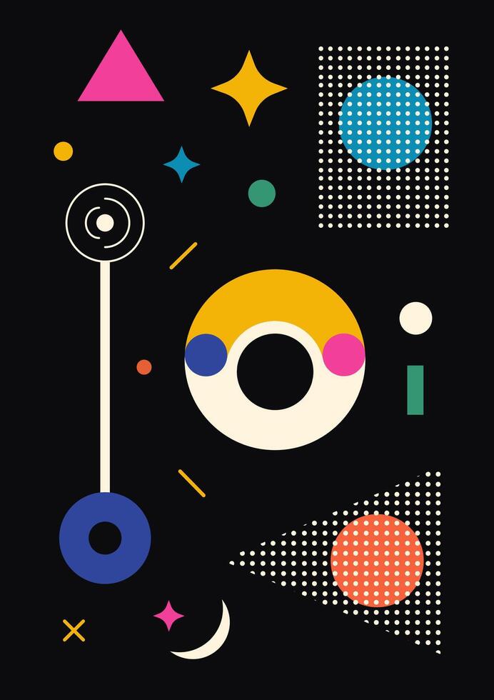 Abstract painting with geometric shapes. Minimalistic graphics. vector