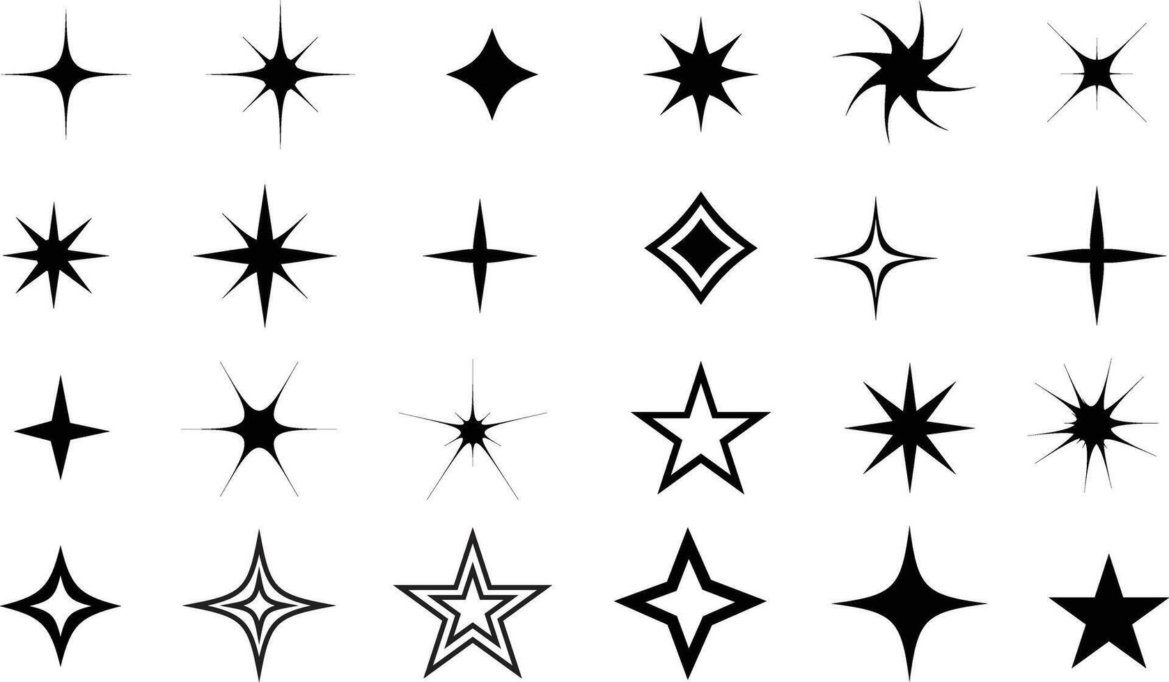 Star sparkle and twinkle icons set shining burst, glitter flash, glowing rays and magic spark elements illustration. vector