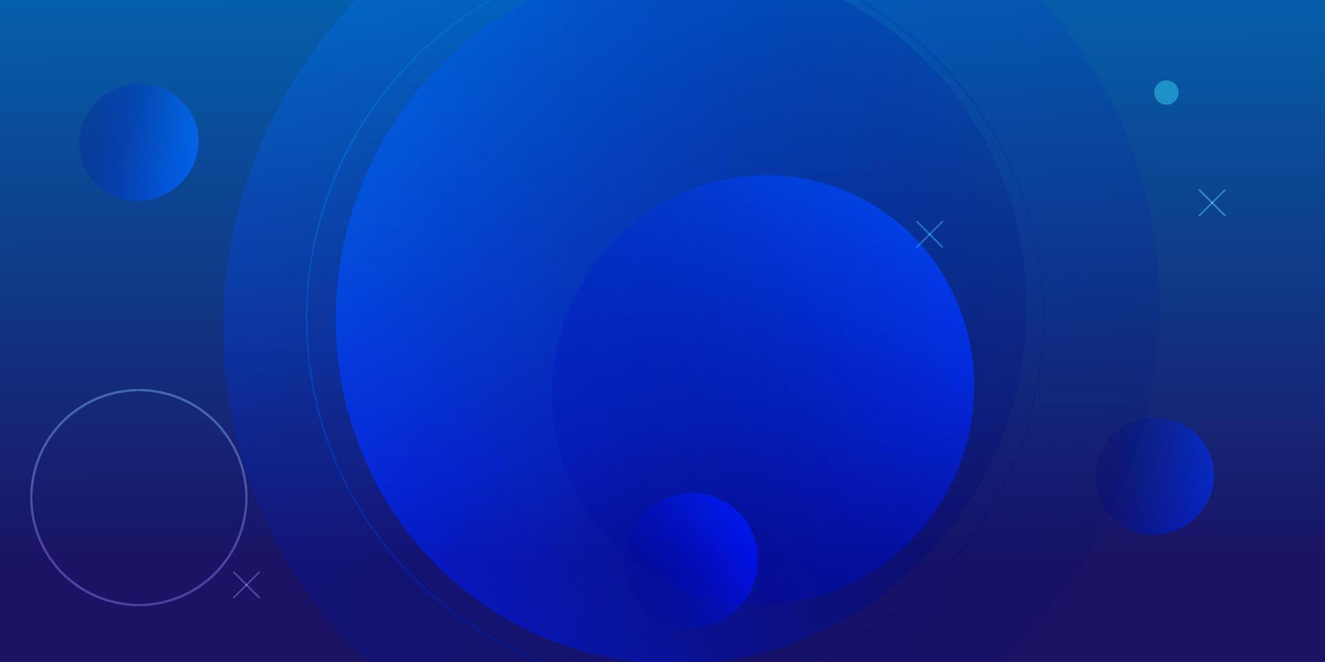Abstract Blue Gradient with Overlapping Circles and Geometric Shapes. vector