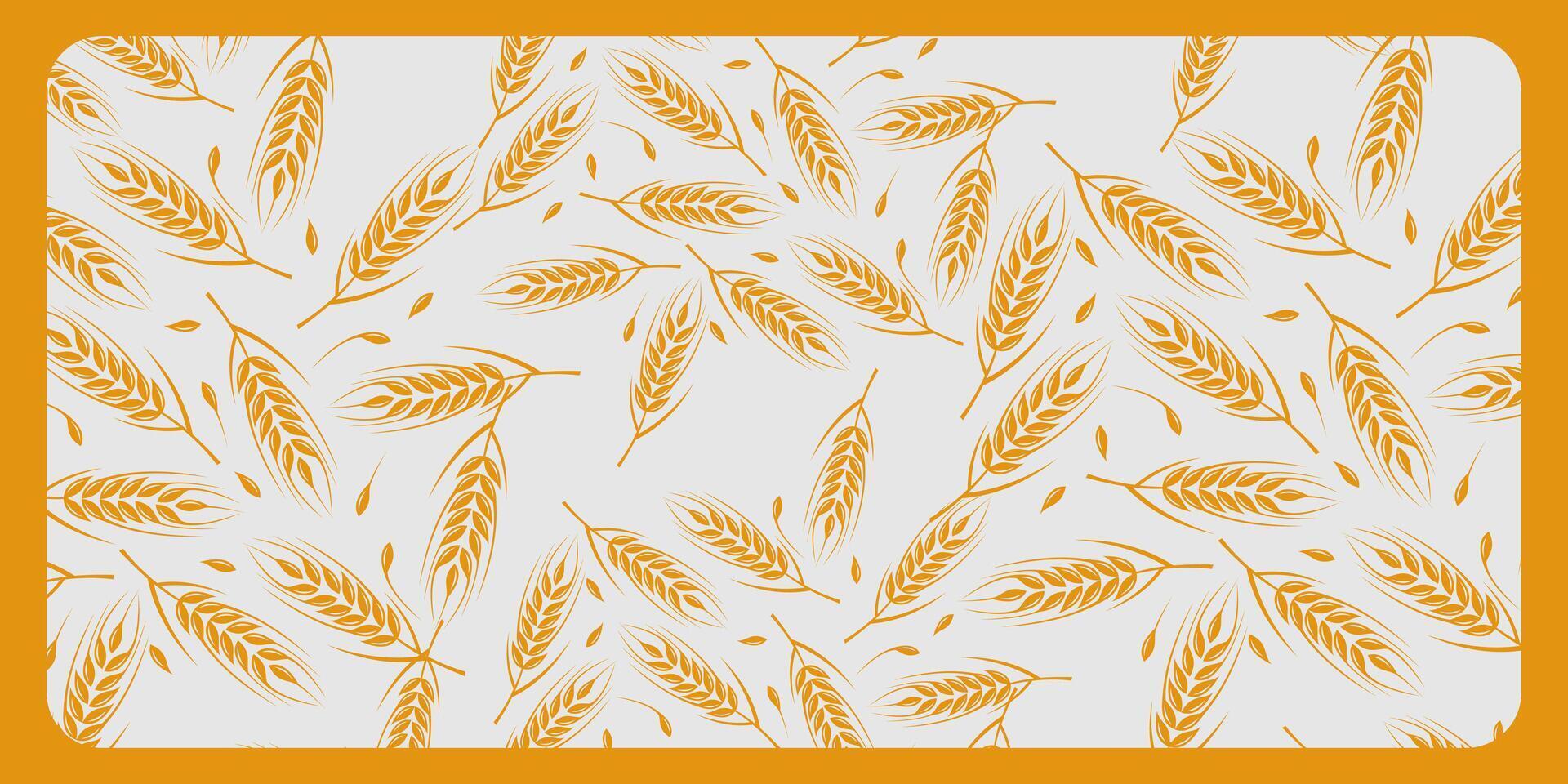 Golden Wheat Ears Pattern on Light Gray Background Abstract Design. vector