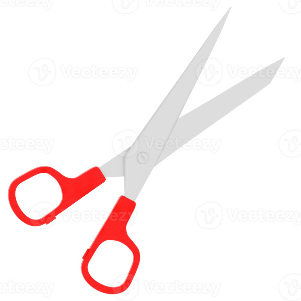 3d render scissors tool object with transparent background png