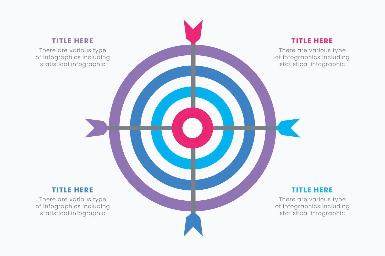 Target Infographic with Four Sections for Data Presentation vector