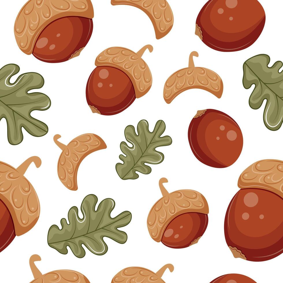 Acorns and leaves pattern design vector
