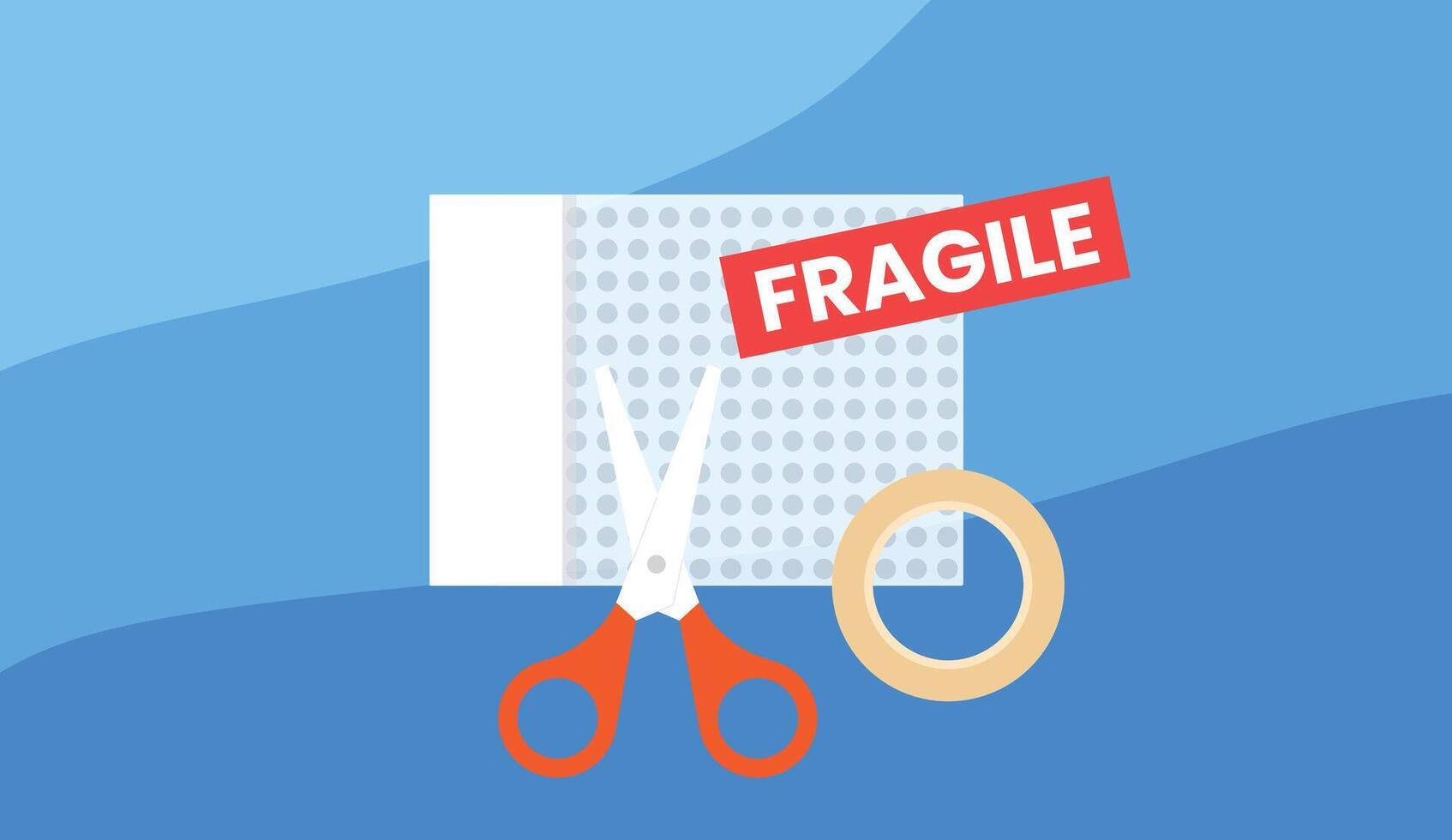 illustration of Fragile Package with Scissors vector