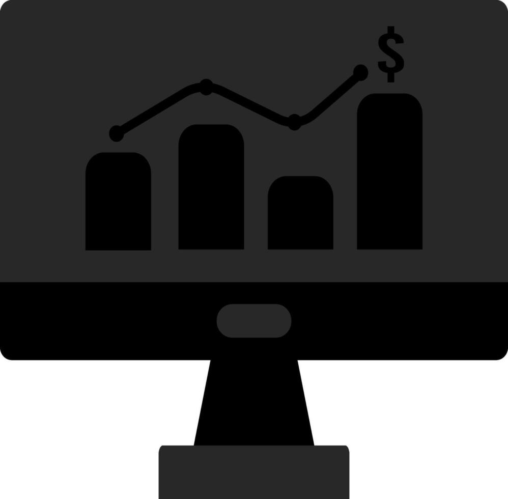 Market trends and financial growth, with a graph on a monitor showing an increase in value. vector