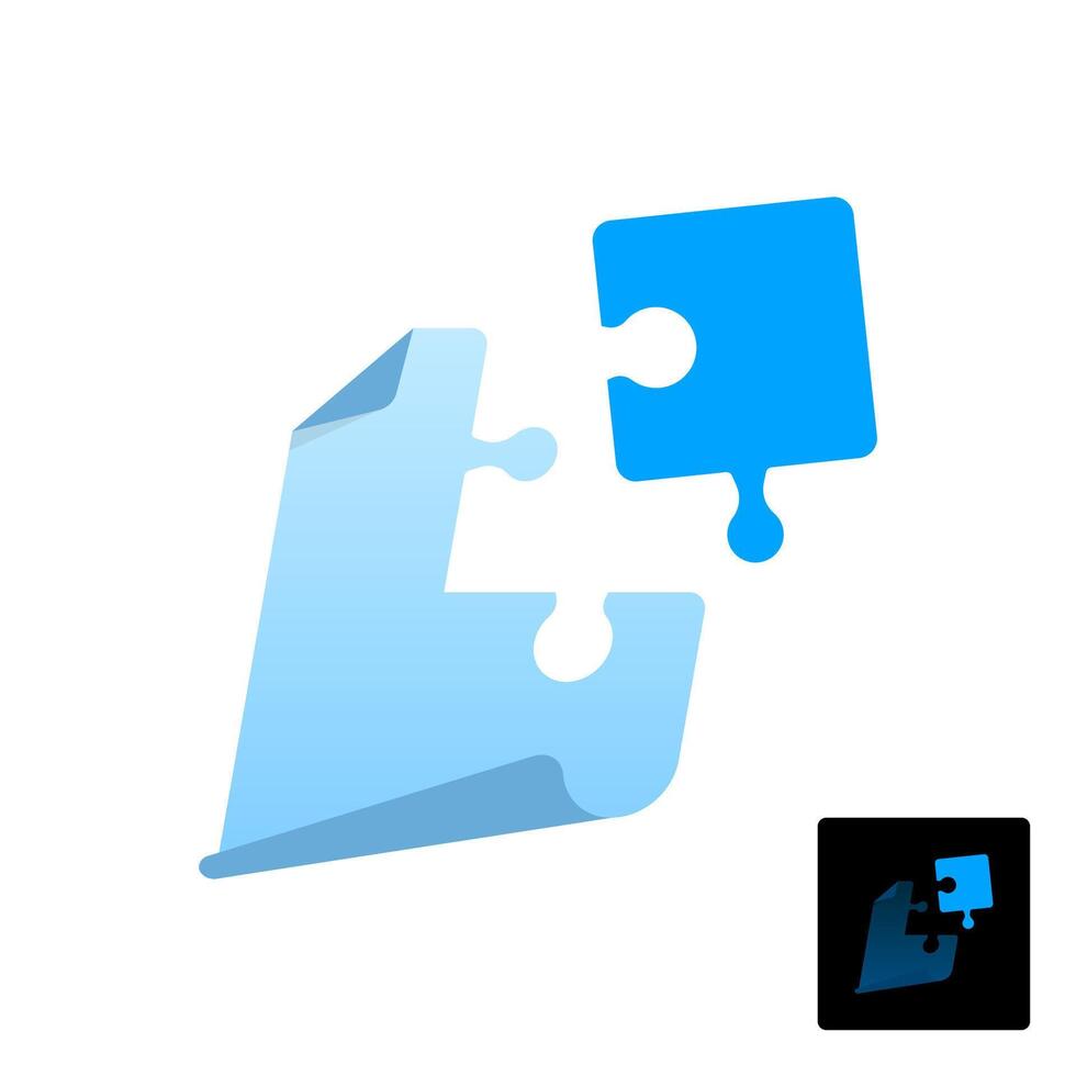 illustration of document with puzzle pieces. data download, file integration, system update, information assembling, digital content processing. for concepts database management, document connection vector