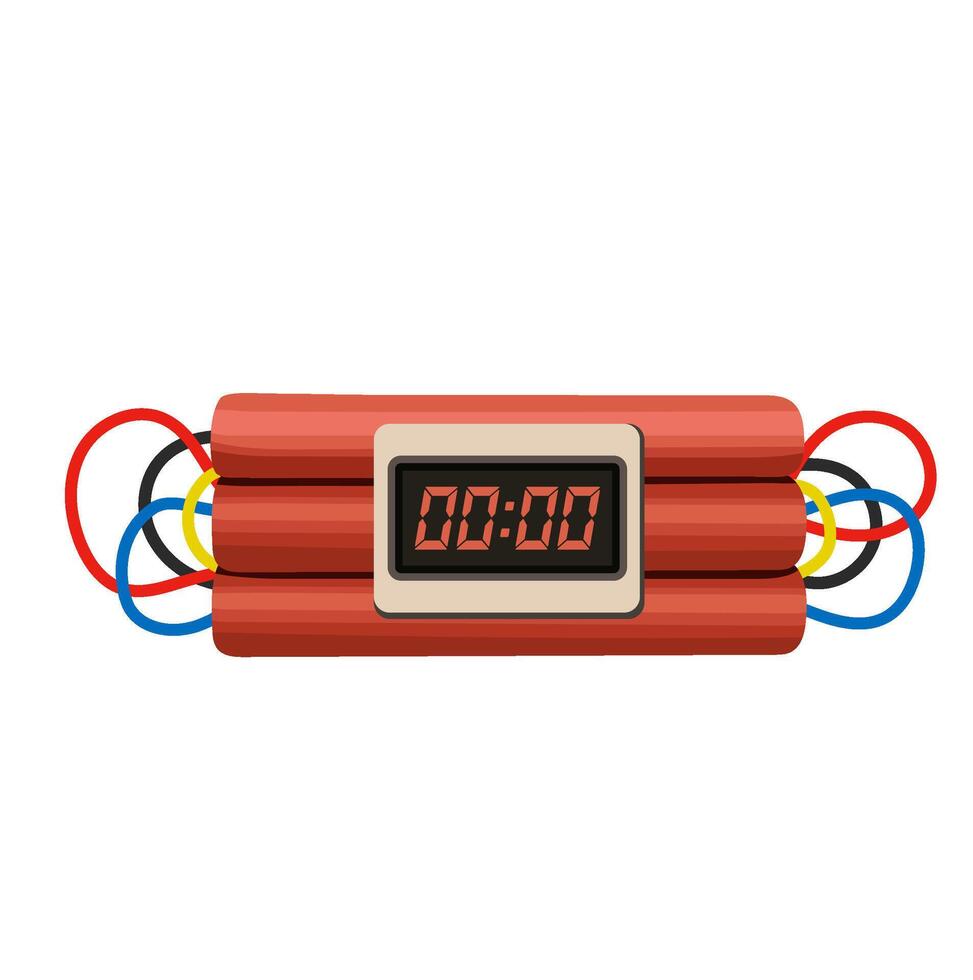 Dynamite Bomb with Digital Timer Clock Illustration Isolated on White Background vector