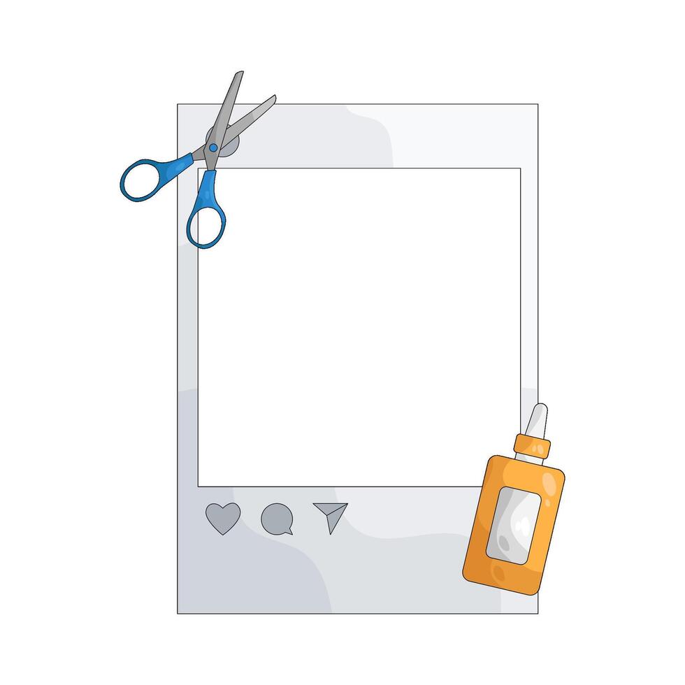 Scissors and glue on a photo frame vector