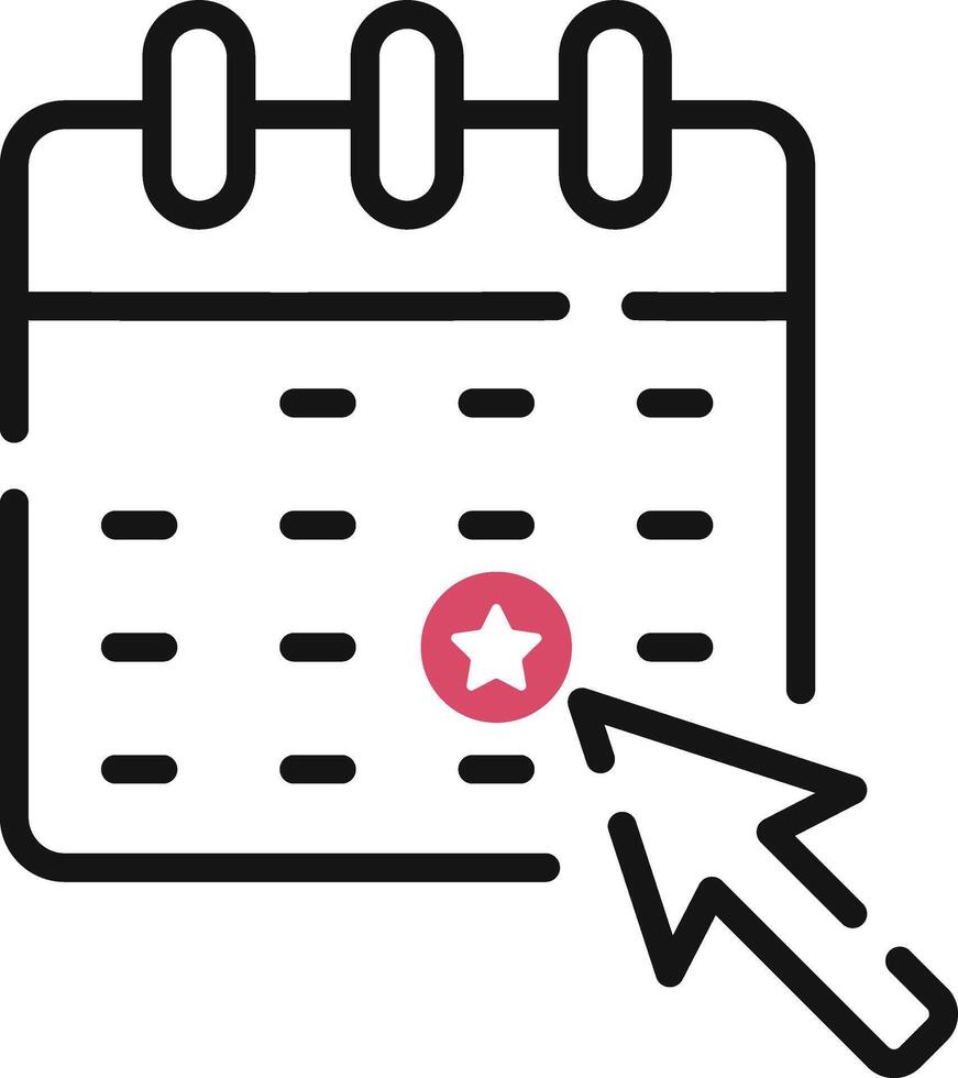 Upcoming Event Calendar Icon with Star Reminder and Arrow Pointer vector