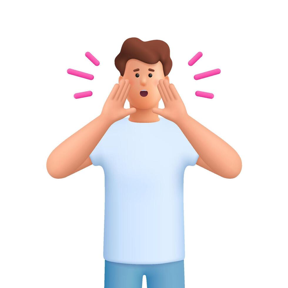 Animated person shouting excitedly vector