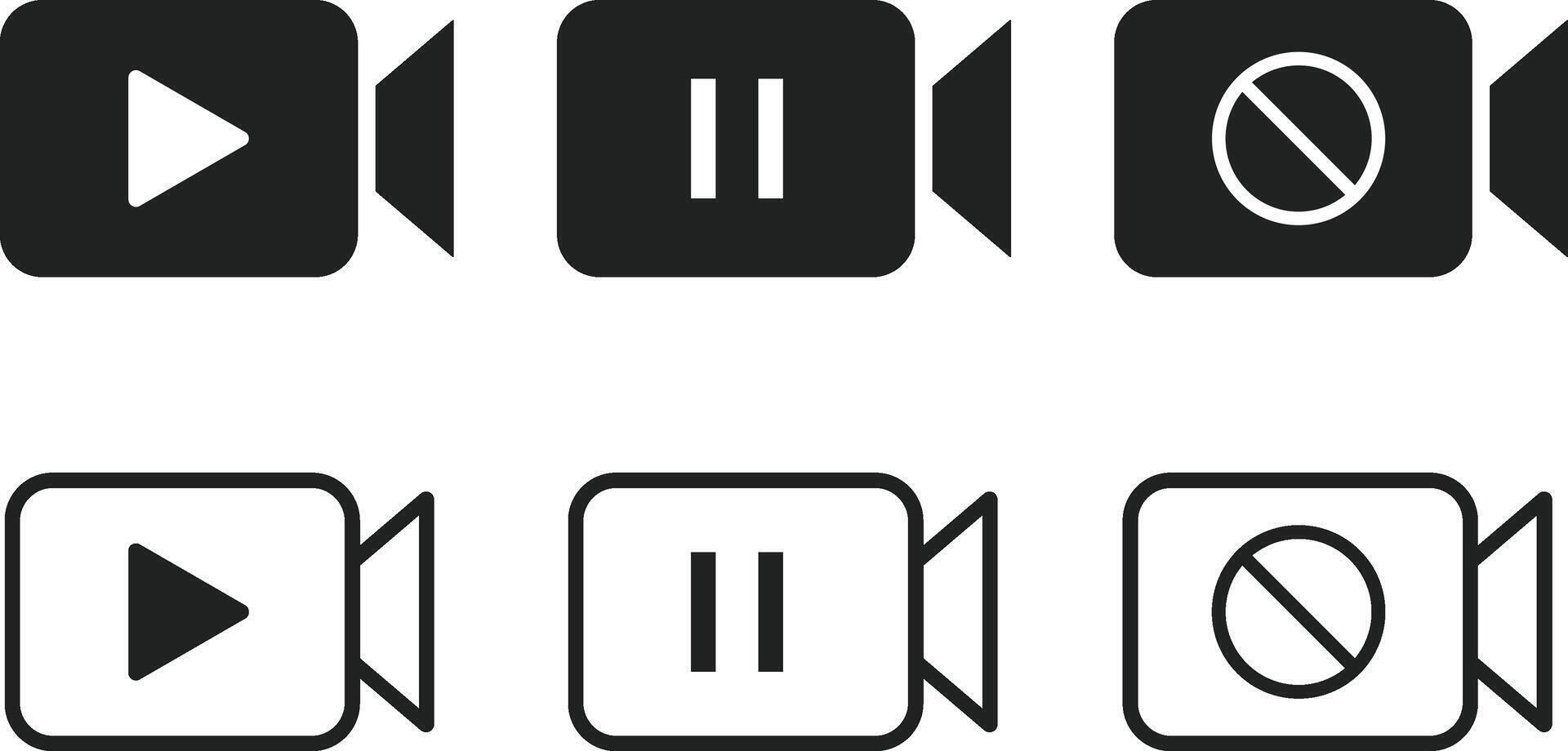 videos camera icon with play pause and block symbol. streaming symbol with play and pause vector