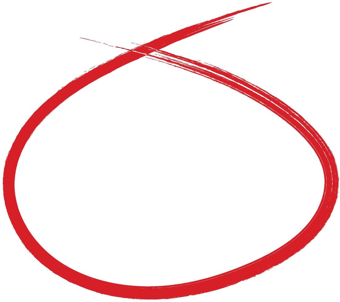 hand drawn red circle. Highlight hand written red color circle. Highlighed marking circle elements. vector