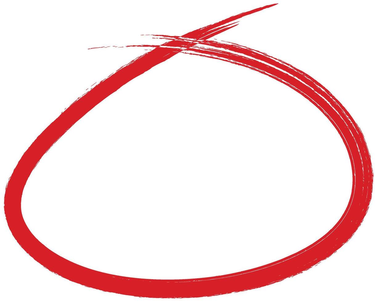 hand drawn red circle. Highlight hand written red color circle. Highlighting marking circle element vector