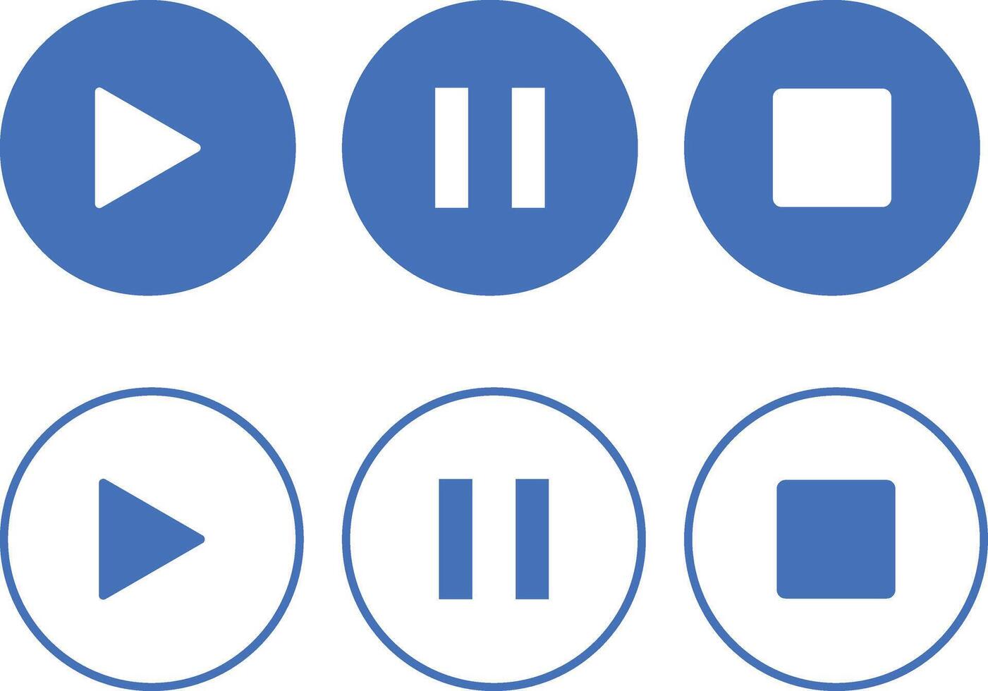 Play pause stop icon set. media player buttons. Music interface symbols vector