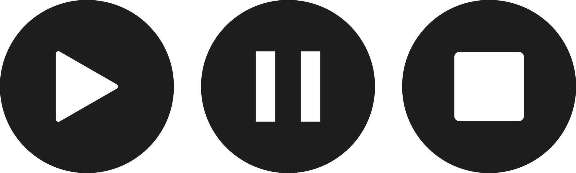 Play pause stop icons set. media player buttons. Music interface symbol vector