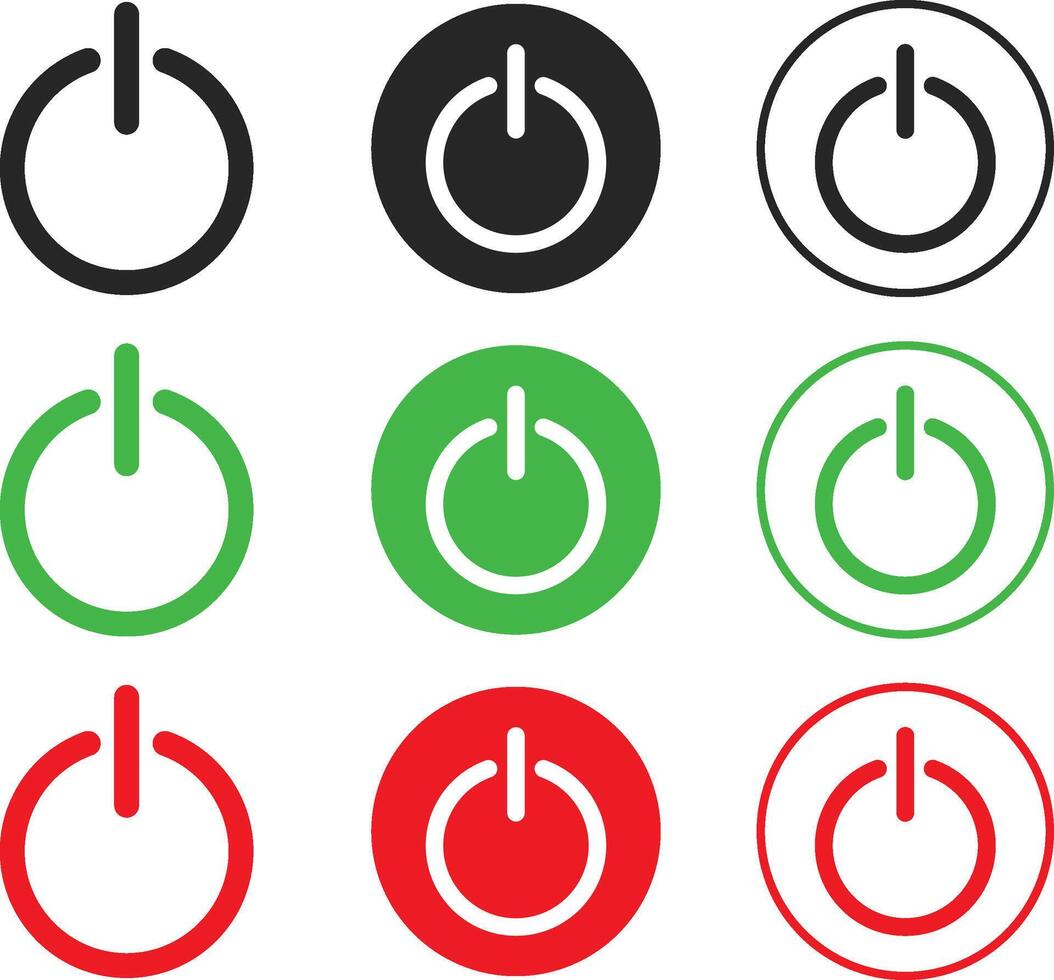 Power on off icon set. Switch on off symbol. Turn on and shutdown signs vector