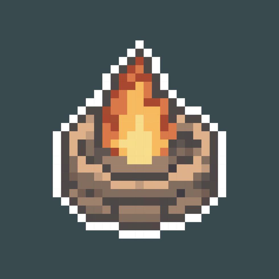 firepit in pixel art style vector