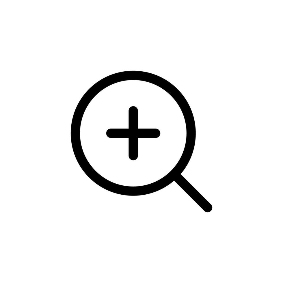 Minimal Line Zoom In Icon Black Outline for Search and Navigation vector