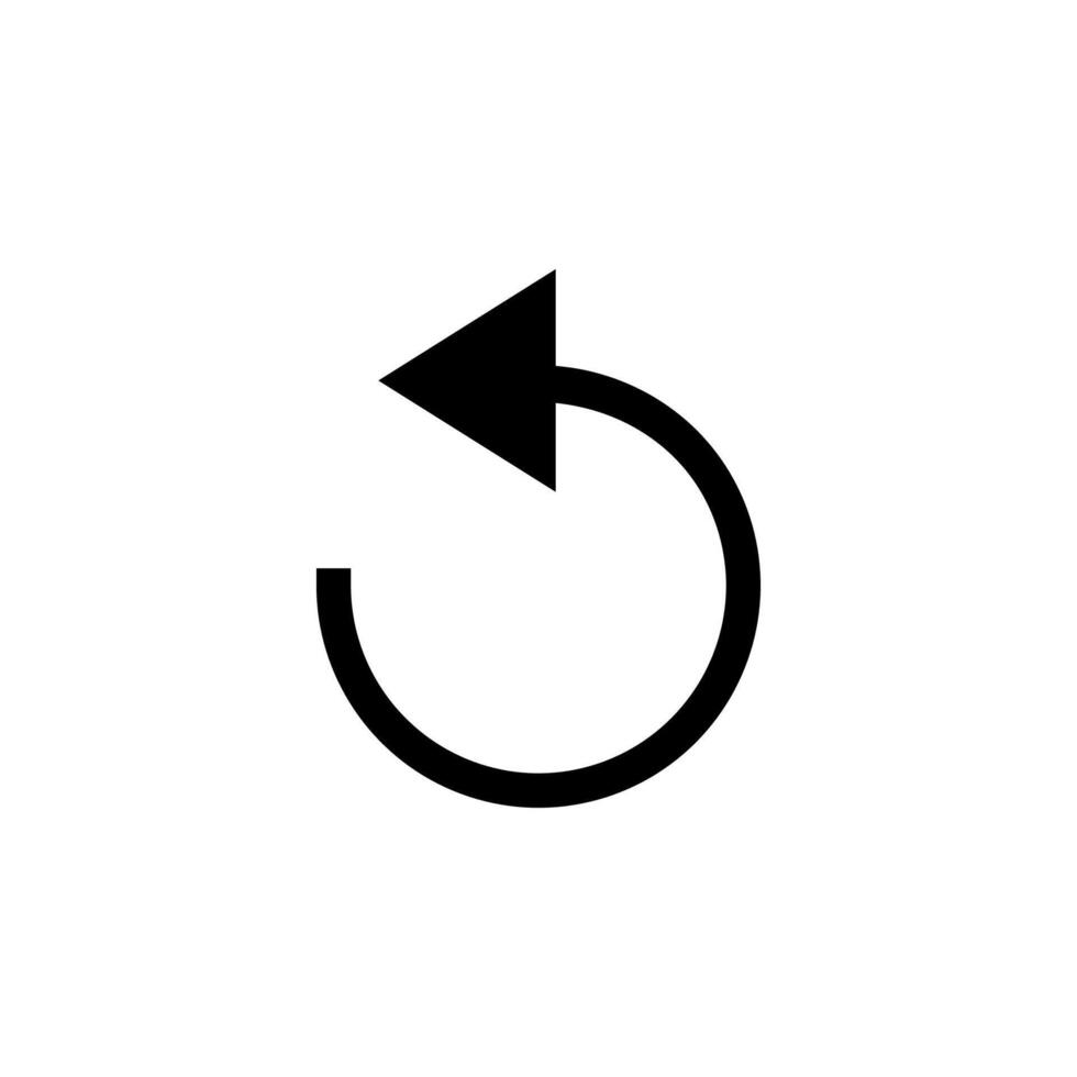Simple Solid Undo Glyph Icon for Revert, Rollback, and Graphic Elements vector