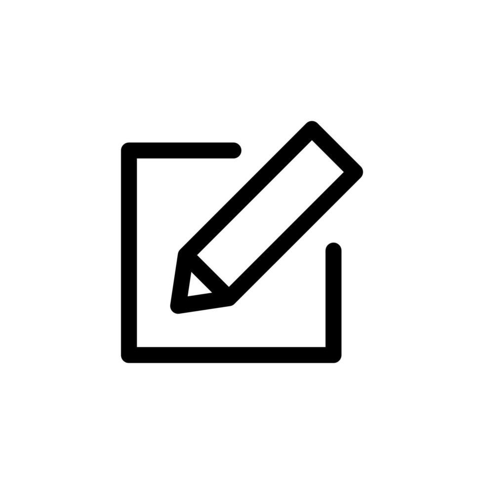 Minimal Line Edit Black Outline Icon for Document, Text, and Content vector