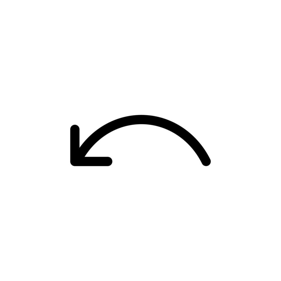Simple Line Undo Black Outline Icon for Revert, Rollback, and Navigation Tools vector