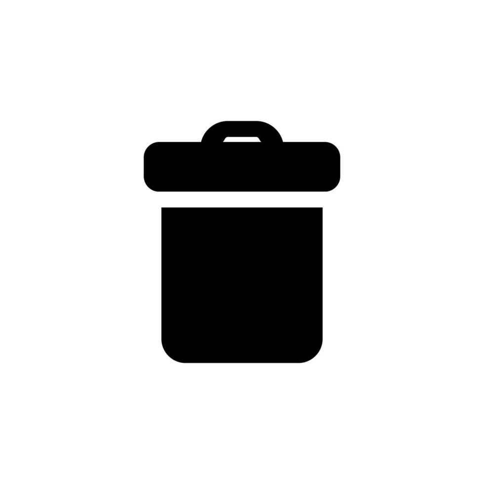 Solid Delete Icon Black Glyph Trash Bin for File and Data Removal vector