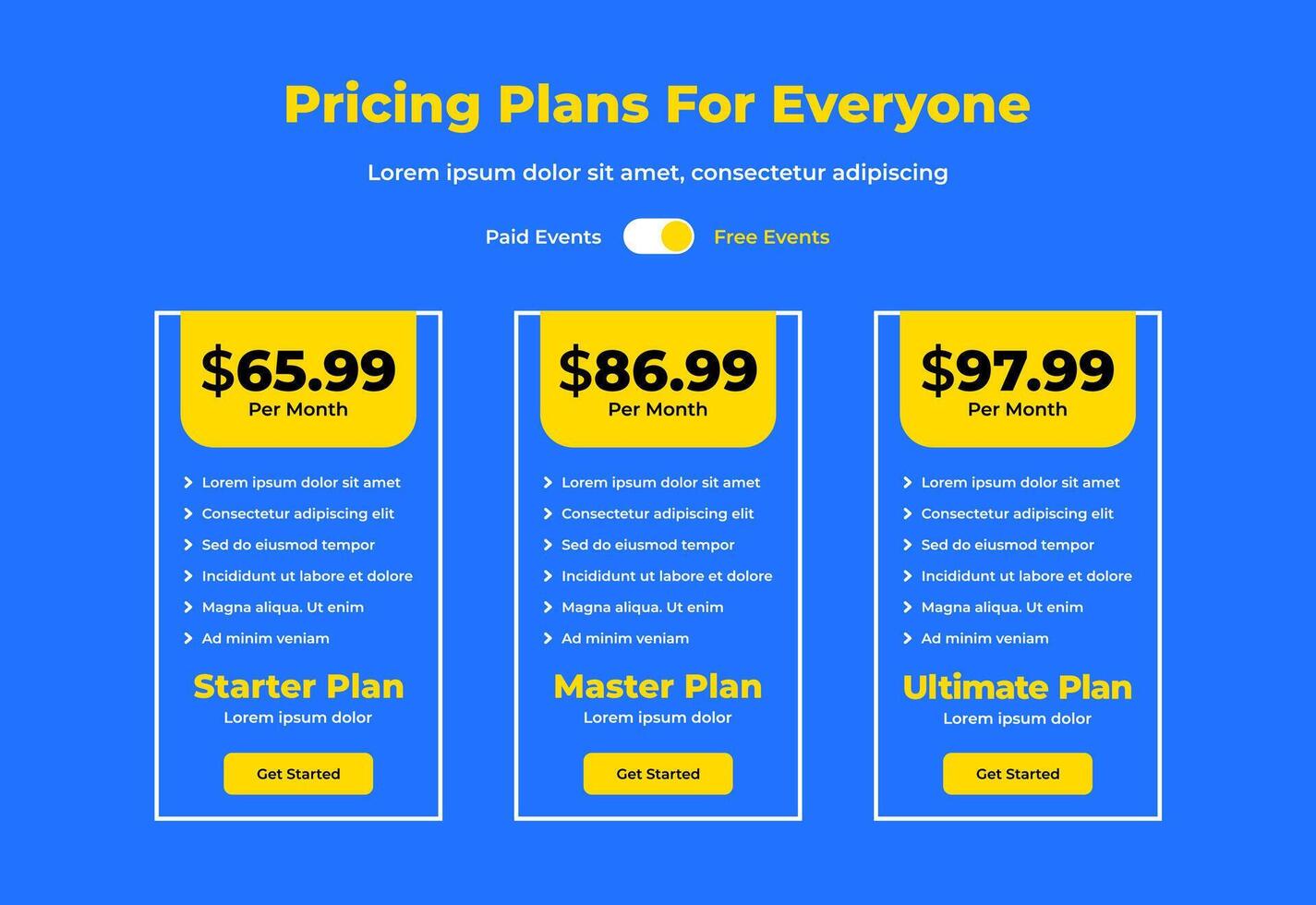 3 screenshot of a website that says basic and standard vector