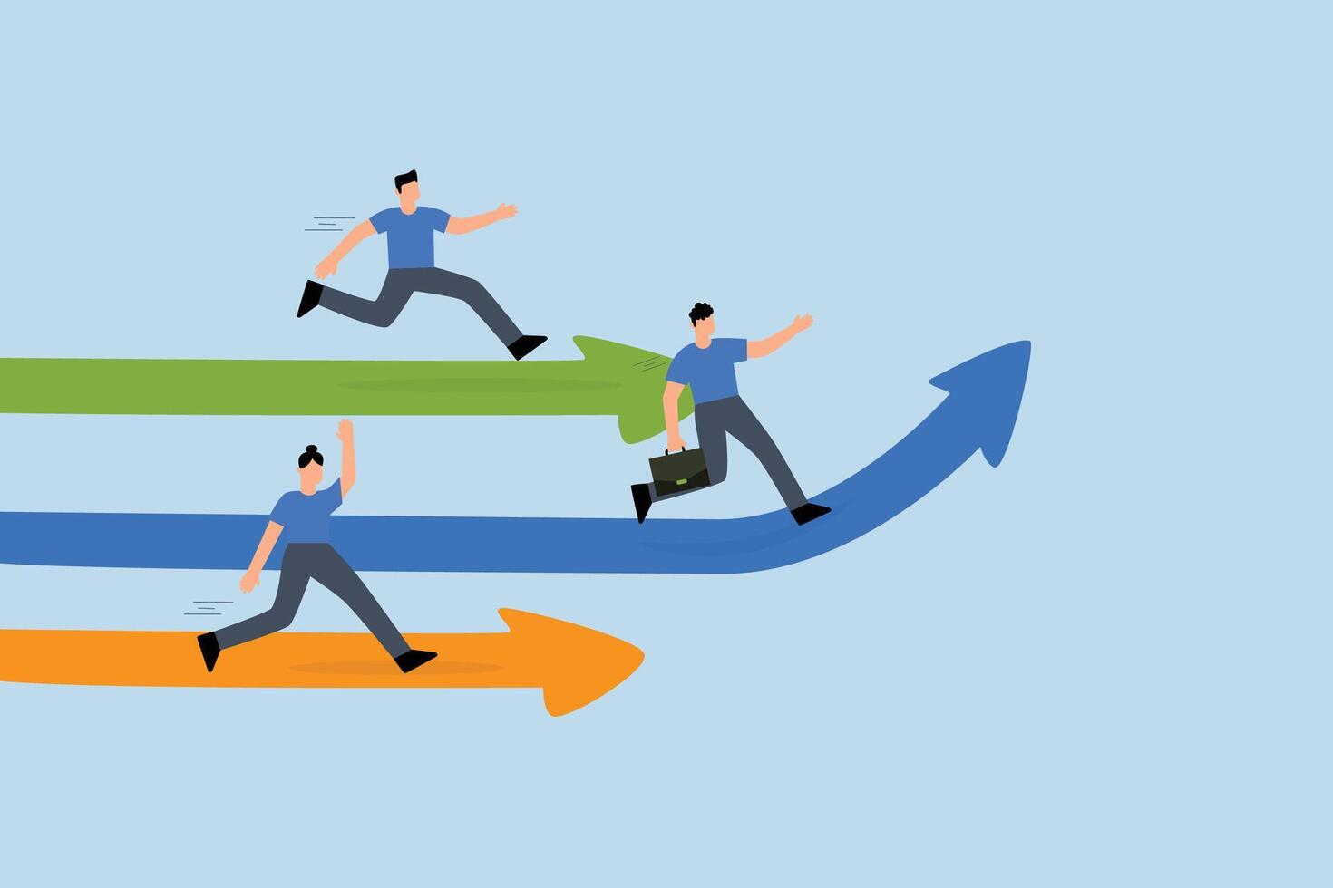 businessman taking initiative run in different way vector