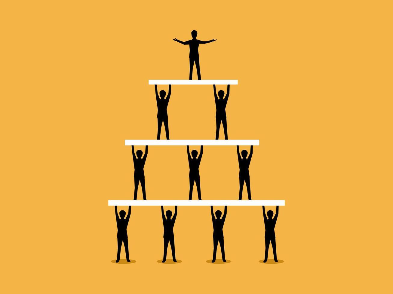 team of businessmen in layers, a sequence of workers vector