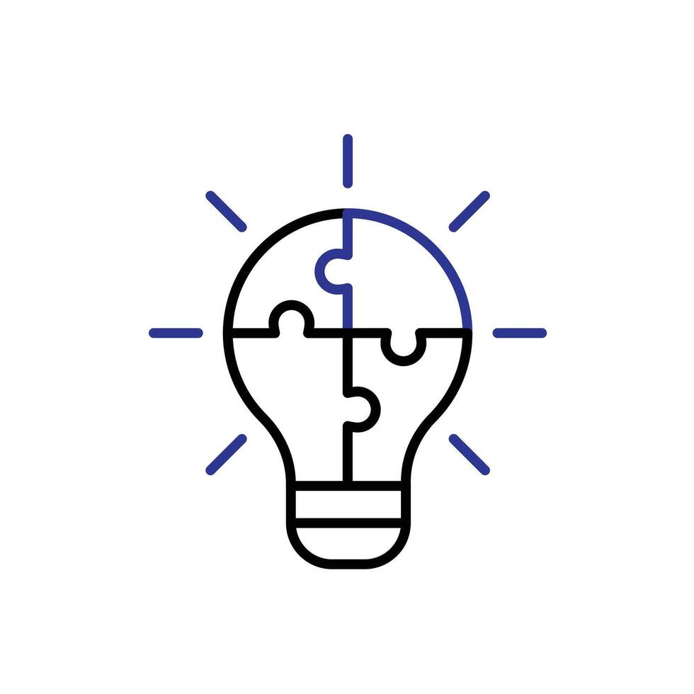 problem solving icon. management. combination of a puzzle and a lamp. manager, success. outline design style vector
