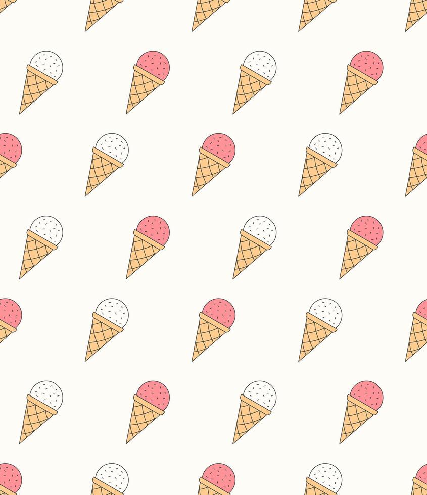 Seamless pattern with ice cream cones icons vector