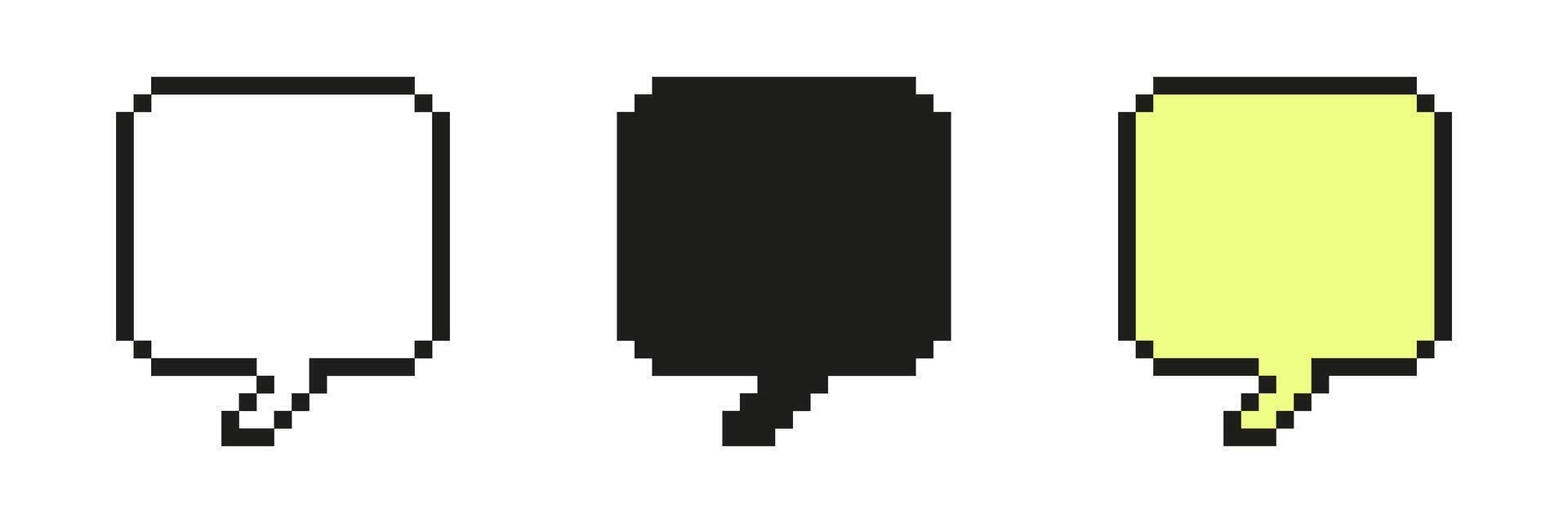 Pixel Messaging Trio Collection Icon. Pixel Art Set of Chat Dialog Boxes for Interface Communication. Isolated Illustration vector