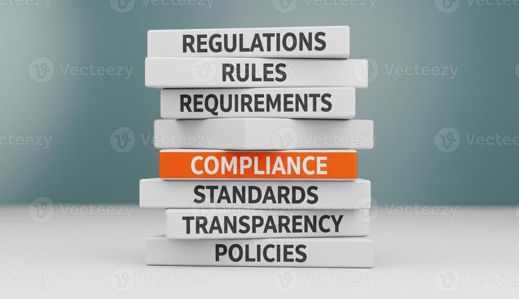 Stack of blocks with regulations rules and compliance text on them photo