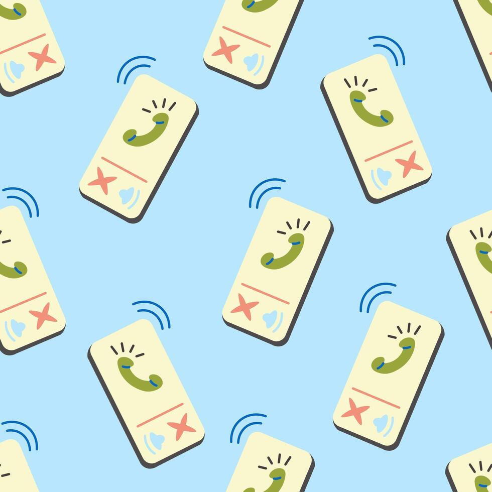 seamless pattern with ringing smart phone vector