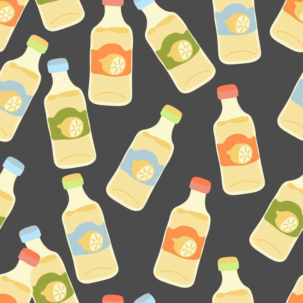 seamless pattern with lemonade bottles vector