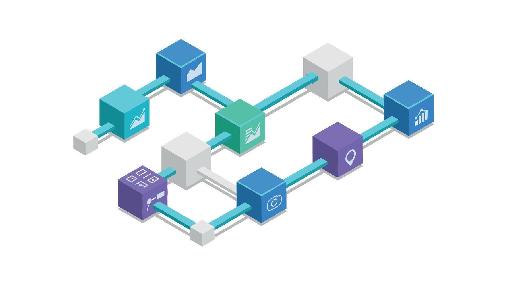 Isometric blockchain technology with business and finance icons vector