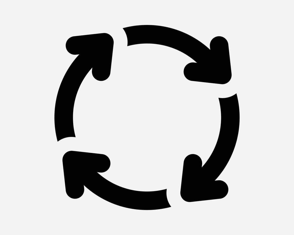 Four Arrow Circle Cycle Rotation Icon Arrowhead Point Pointer Rotate Spin Spinning Loop Process Round Around Circles Sign Symbol vector