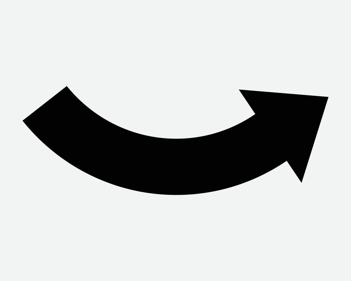 Arrow Curve Right Upwards Up Top Above Point North East Direction Position Navigation Guide Guidance Path Pathway Icon Simple Arrowhead Symbol Sign vector