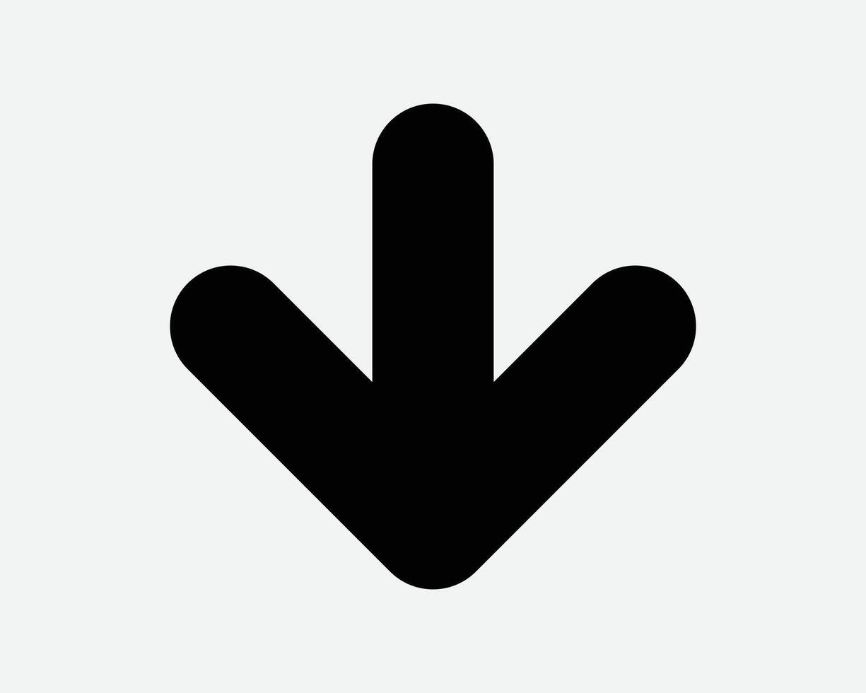 Down Arrowhead Icon Downward Below Underneath Under Here Location Position Pointer Pointing South Southward Navigation Path Pathway Downloader Sign Symbol vector