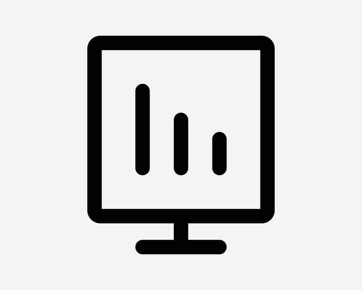 Data Stats Board Display Line Icon Downward Down Trend Statistic Performance Market Decline Economy Downturn Bar Graph Progress Outline Presentation vector