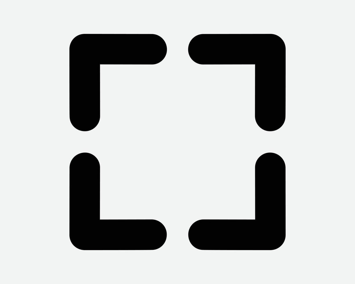 Corner Square Section Line Icon Ninety 90 Degrees Side Rectangular Cube Frame Scan Scanning Symbol Sharp Edge Sign Outline Shape vector