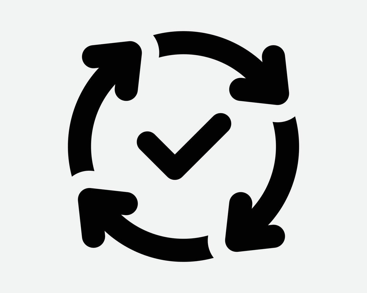 Four Arrow Circle Loading Success Reload Successful Cycle Correct Reloading Approved Reset Update Approval Rotation Load Refresh Save Tick Mark Icon vector