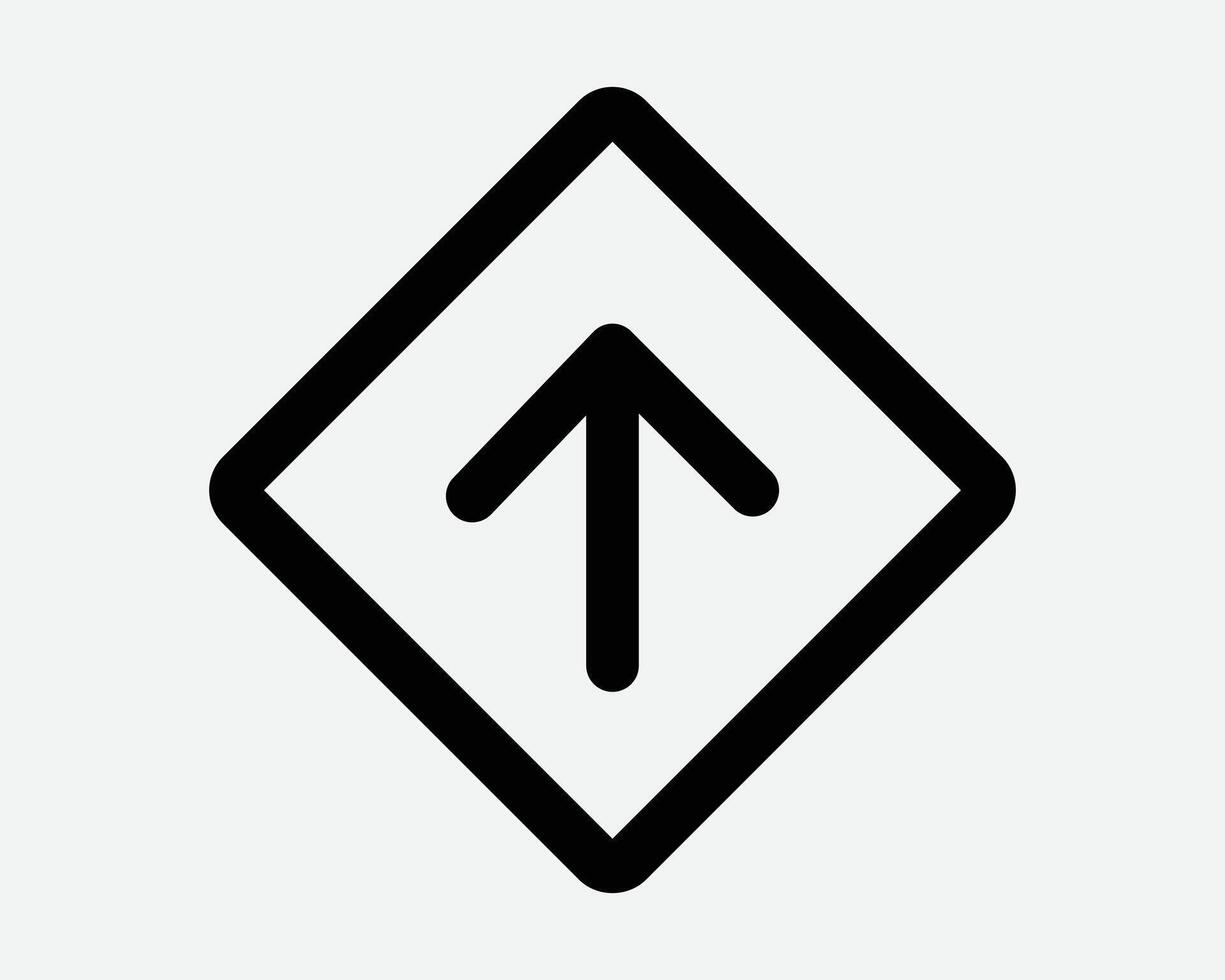 Square Diamond Arrow Up Icon Arrowhead Pointing Upwards North Direction Position Navigation Pointer Upload Sign Above Straight Ahead Path Symbol vector