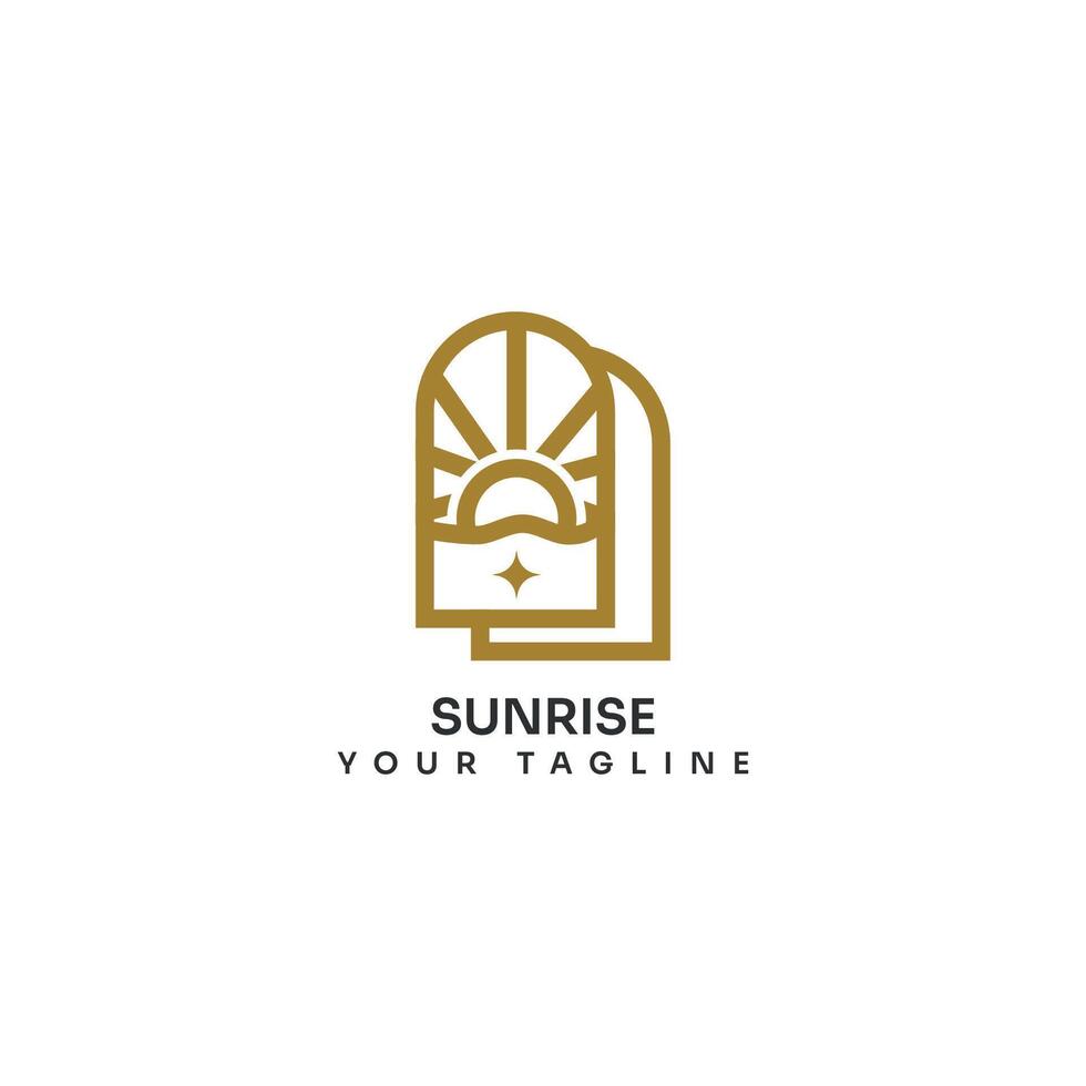 Logo Minimalist Golden Sun Icon Representing Sunrise with Sparkle Accent vector